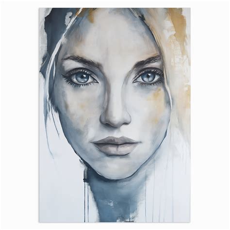 Halcyon Glance - Modern art print with blue eyes | Elegant woman wall