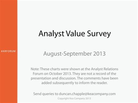 2013 Analyst Value Survey Summary Slides Presented At The Analyst