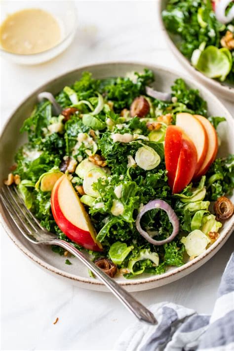 Kale Apple And Brussels Sprouts Salad The Almond Eater