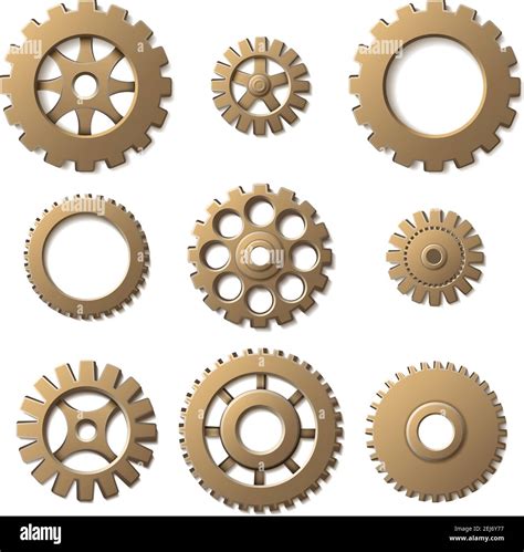 D Realistic Vector Gears Isolated On White Background Stock Vector