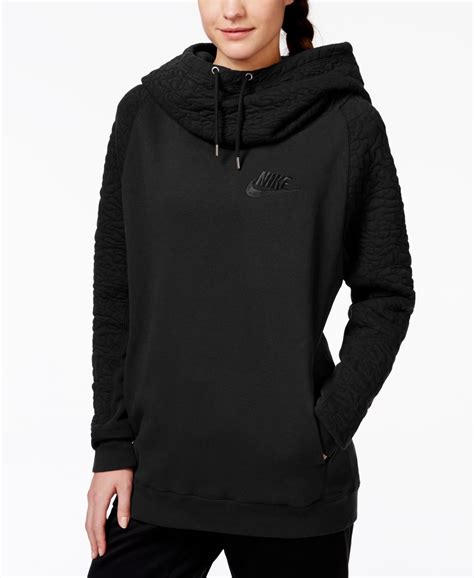 Nike Rally Quilted Pullover Hoodie Tops Women Macys Hoodies Pullovers Outfit Black