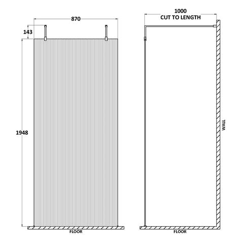 Hudson Reed Fluted Wetroom Screen With Arms And Feet 1000mm Brushed