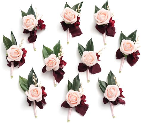 Amazon Ling S Moment Boutonniere For Men 10pcs Groomsmen Guest