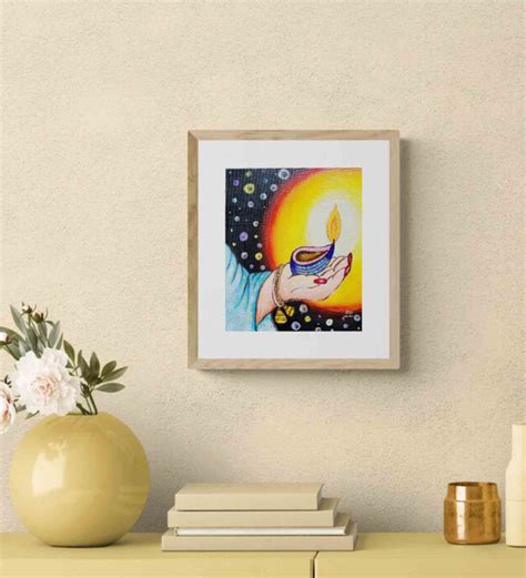 Buy Diwali Moments Blue Handmade Acrylic On Unframed Canvas Painting