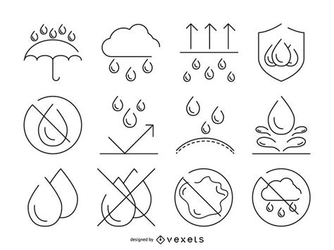 Water Resistance Stroke Icon Set Vector Download