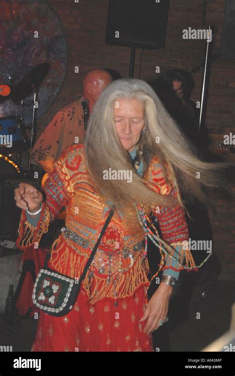 Mature Hippie Woman Dancing In Guarana A Live Music Bar In Santa