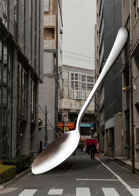 Premium Photo Giant Spoon In Urban Environment