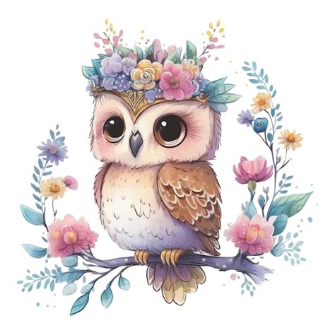 Premium AI Image | Cute Owl in Watercolor Illustration