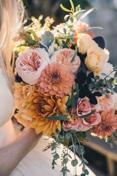 A Stunning Blush Bouquet With All The Colors Of Sunset Weddingflowers