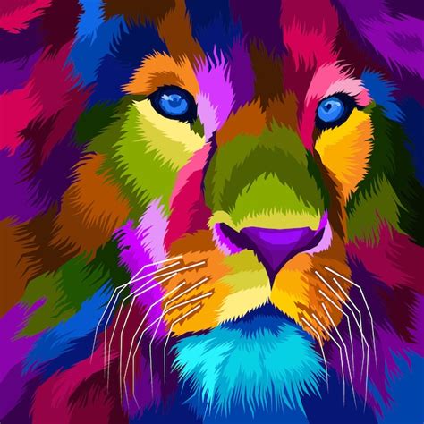 Bunte Tiger Pop Art Porträt Illustration Premium Vektor