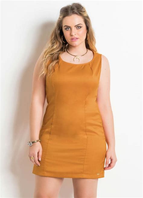 Quintess Vestido Tubinho Laranja Plus Size Quintess