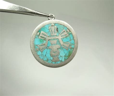 Vintage Southwestern Aztec Mayan Stone Pendant Charm Gem