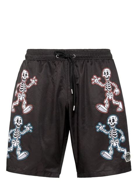 Philipp Plein Skeleton Print Swim Shorts Farfetch