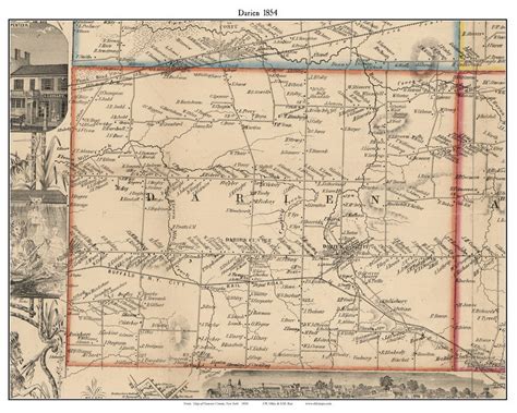 Darien, New York 1854 Old Town Map Custom Print - Genesee Co. - OLD MAPS