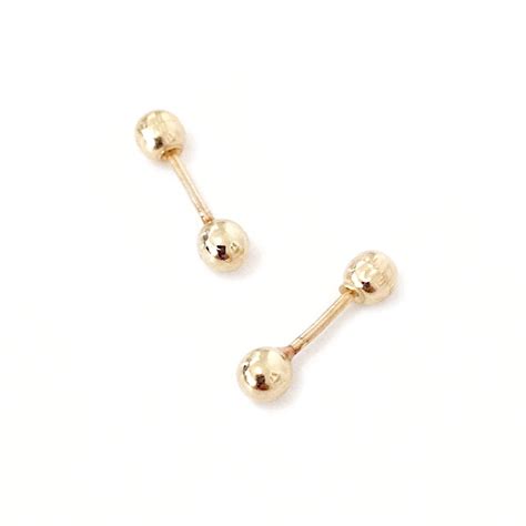 Xs Barbell K Gold Hollow Stud Earrings Unisex Great For Earlobe