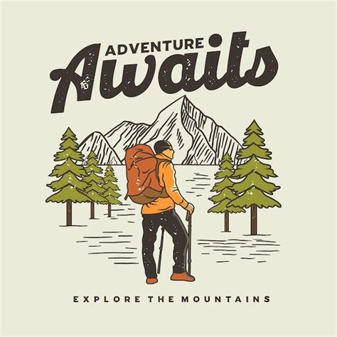 Premium Vector Adventure Awaits T Shirt Graphic Illustration