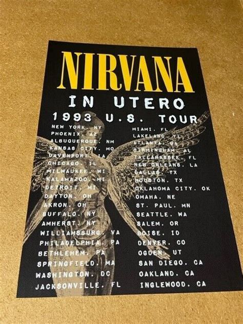 Nirvana Kurt Cobain In Utero Us Tour Dates Cardstock Poster