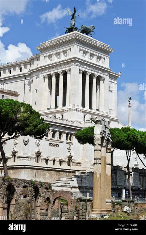 The Victor Emmanuel Ii Monument With Its Magnificent White Columns In