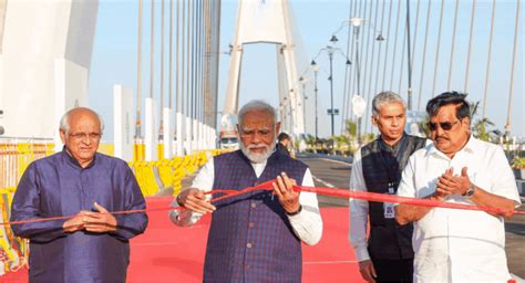 Pm Modi Inaugurates Sudarshan Setu Indias Longest Cable Stayed Bridge In Gujarat India