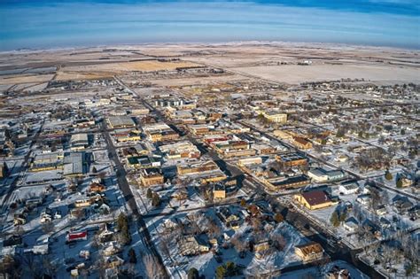 Aerial View Of Winner South Dakota In Winter Stock Photo - Download ...