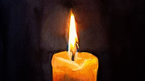 How To Paint A Candle In Easy Steps With Watercolor Youtube