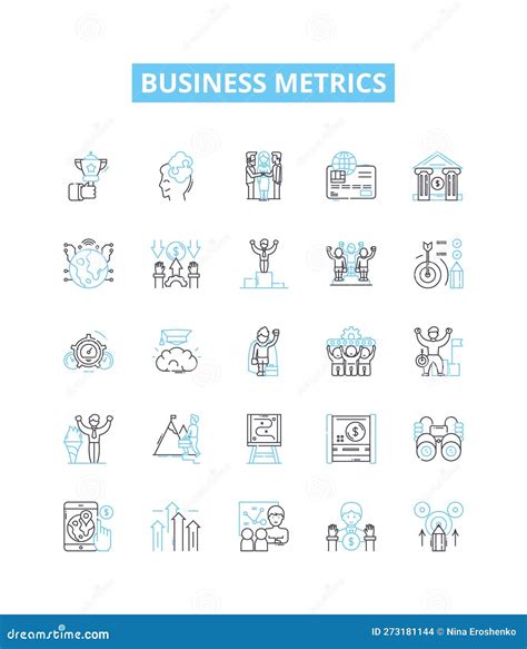 Business Metrics Line Icons Collection Financial Indicators