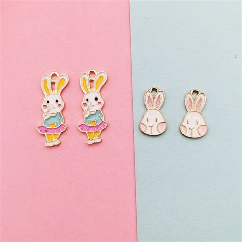 10pcs Enamel Rabbit Charm Pendantjewelry Charmsbunny Etsy