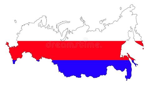 Russia Map Icon. Outline Picture of Russia Map in Style of National Flag Isolated on White ...