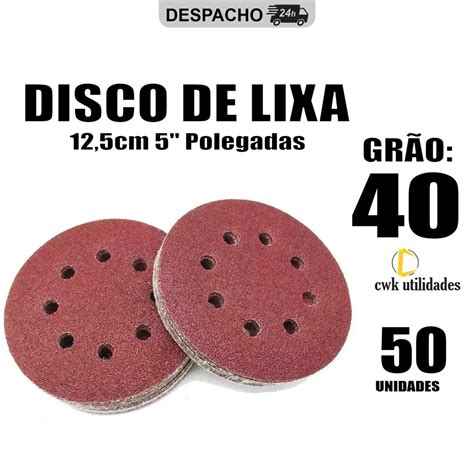 Kit Disco Lixa Velcro Mm Furos Lixadeira Roto Orbital Para