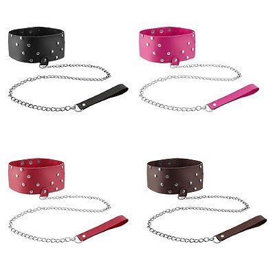 Kit Coleira E Algemas Corrente BDSM Sex Shop Loja Fetiches