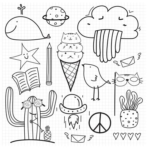 Hand Drawn Doodle Vector Set Doodle Funny Set Handmade Vector Riset