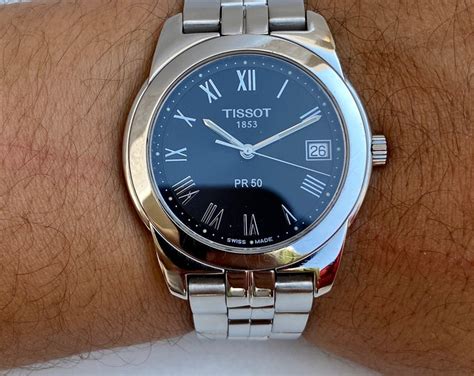 Vintage Tissot Pr50 Watch Mens Quartz Black Dial Swiss Made Etsy