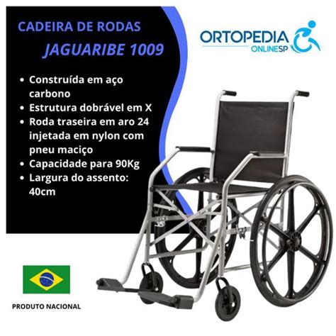 Cadeira de rodas dobrável pneu anti furo Jaguaribe até 90kg Cadeira