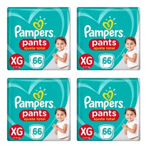 Fralda Pampers Pants Ajuste Total Tamanho Xg Kit Com 4 Pcts