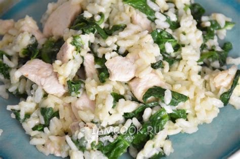 Ризотто с курицей и шпинатом — рецепт с фото пошагово