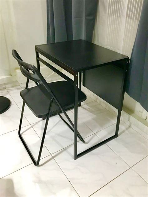 IKEA Muddus Black Drop Leaf Table W Chair Furniture Home Living