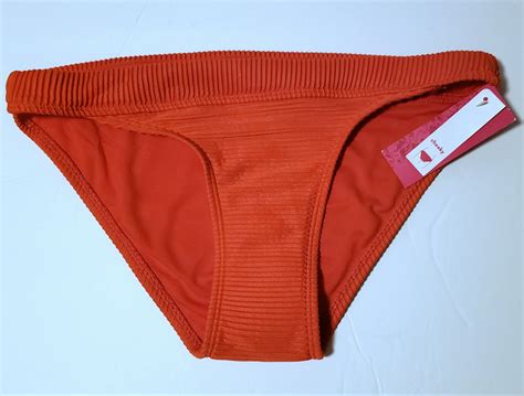 New Xhilaration Juniors Ribbed Cheeky Bikini Bottom Medium Red Ebay