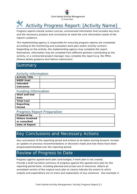 Progress Report Template Templateral