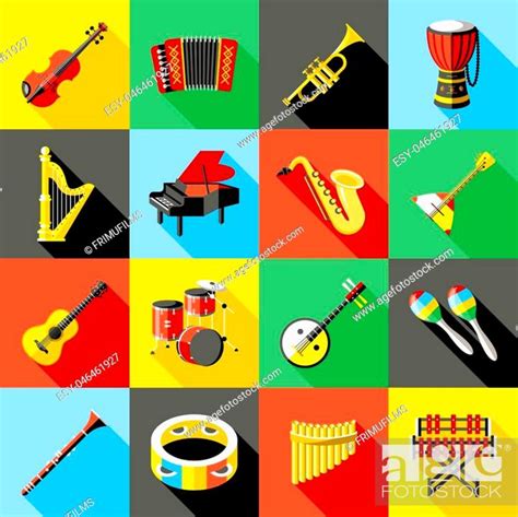 Digital vector green music instruments icons with drawn simple line art ...