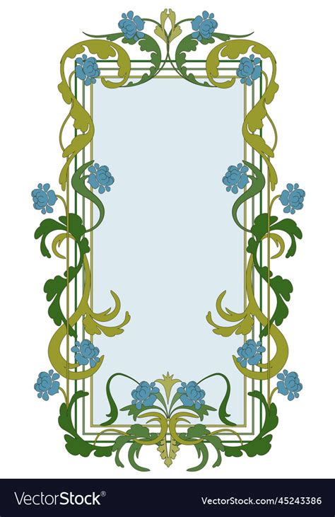 Floral Frame Invitation Card In Art Nouveau Style Vector Image