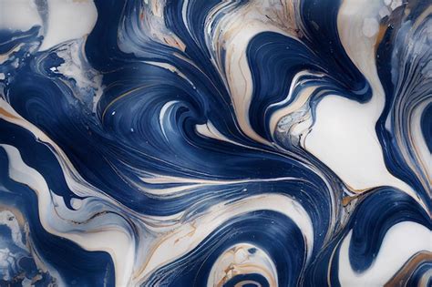 Premium Photo Acrylic Fluid Art Dark Blue Waves In Abstract Ocean And