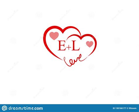 EL Initial Heart Shape Red Colored Love Logo Stock Vector