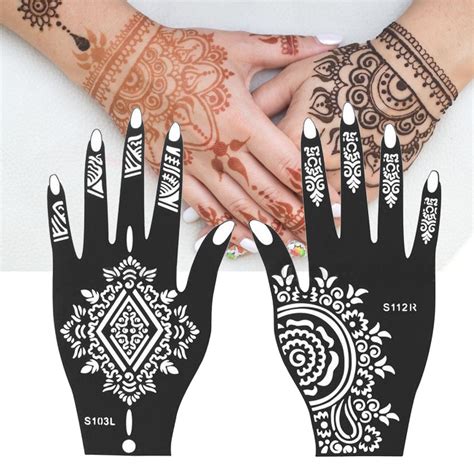 Tdu India Henna Mehndi Temporary Tattoo Stencil Kit For Women Hand Body