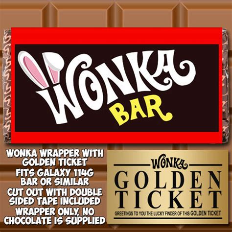 Wonka Chocolate Bar Wrapper Boleto Dorado Willy Regalo Etsy