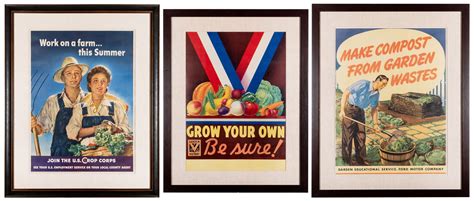 [WWII Rationing] Three WWII Victory Garden Posters. Circa 1... - auctions & price archive