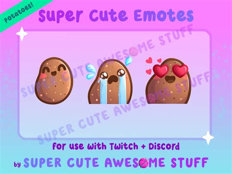 Super Cute Potato Emote Set Twitch Discord Super Cute Awesome