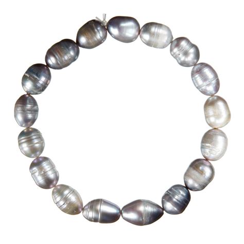 Bracciale Di Perle Di Acqua Dolce Ovali Grigie Bracciali Perla