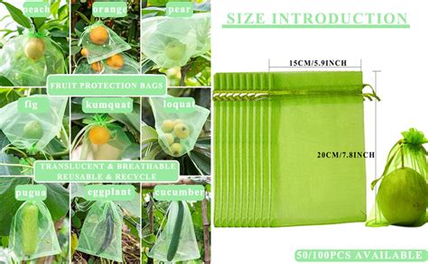 Dcpes 50PCS Fruit Protection Bags Reusable Mesh Drawstring Protectors