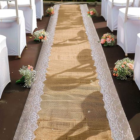 30ft Jute Burlap Aisle Runner With Lace