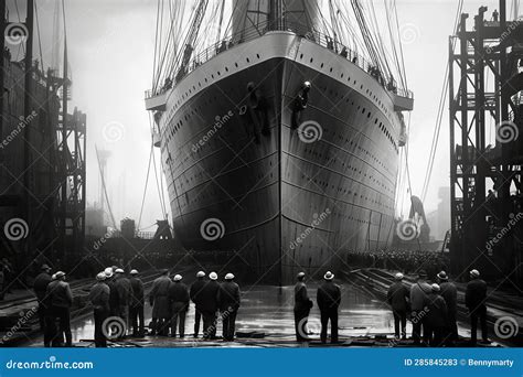 Titanic in Construction Site Vintage Photo Stock Illustration ...